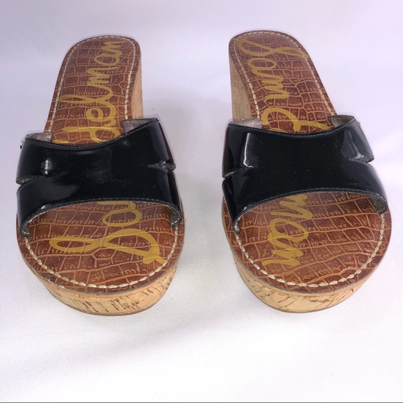 Sam Edelman Reid Black Strap Cork Wedge Sandals - Picture 6 of 9